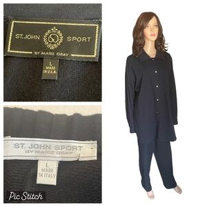 St. John sport by Marie Grey soft/black womens pants size L